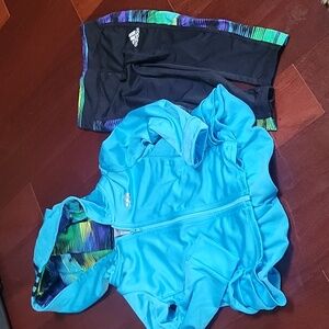 EUC Adidas 2 Piece Hooded Jacket + Leggings Jog Set